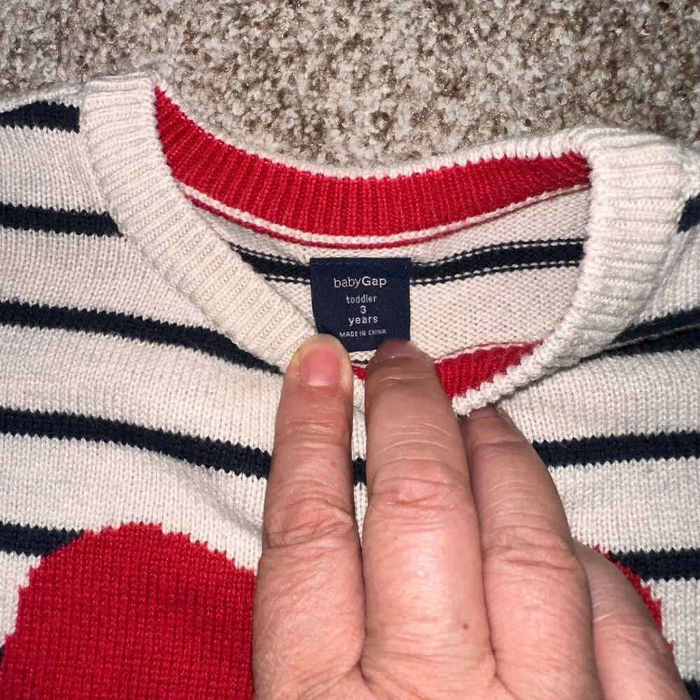 Baby Gap Striped Dress APPLE EUC 3T 3 years Red sweater long tunic